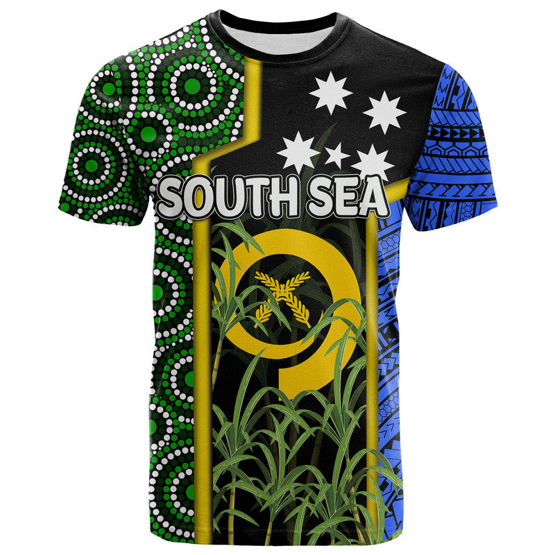 Custom South Sea Islanders Flag Style T Shirt Vanuatuan LT6 Black - Polynesian Pride
