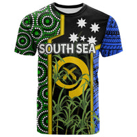 Custom South Sea Islanders Flag Style T Shirt Vanuatuan LT6 Black - Polynesian Pride