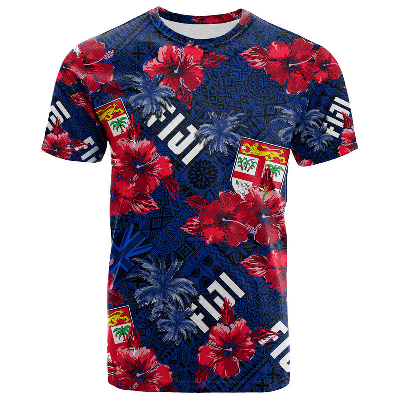 Fiji Hibiscus T Shirt Hawaii Style No.2 LT6 Blue - Polynesian Pride