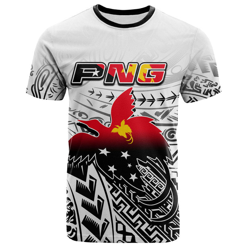 Custom Papua New Guinea Patterns T Shirt LT6 white - Polynesian Pride