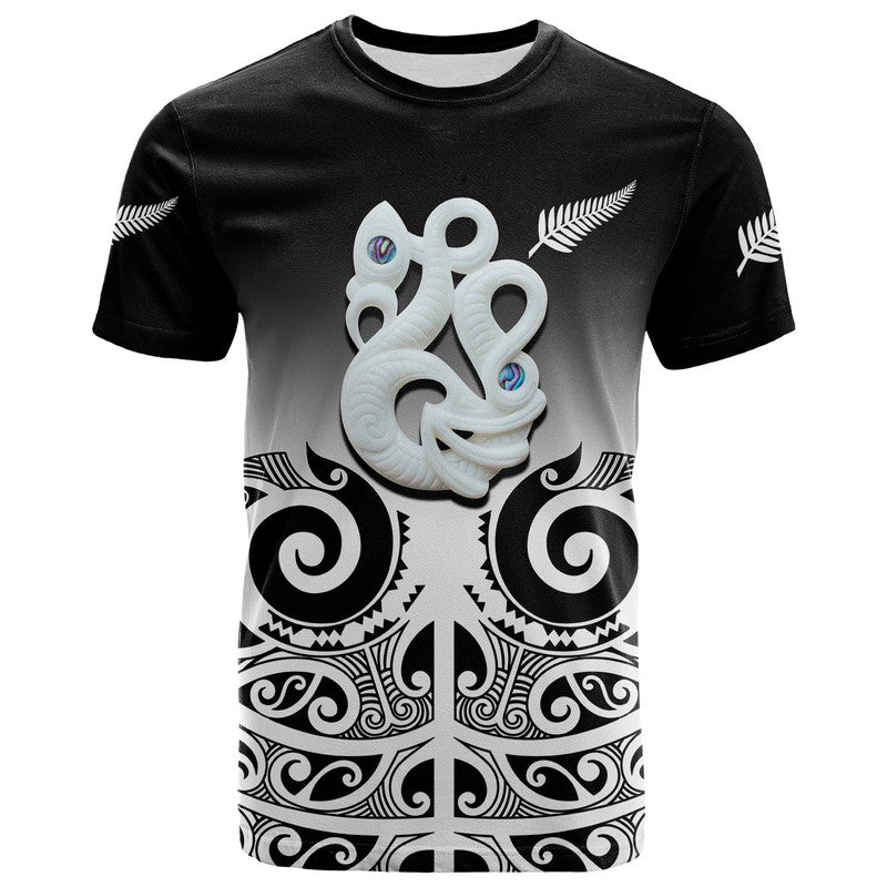 Custom New Zealand Rugby T Shirt Maori Manaia Black style LT6 Black - Polynesian Pride