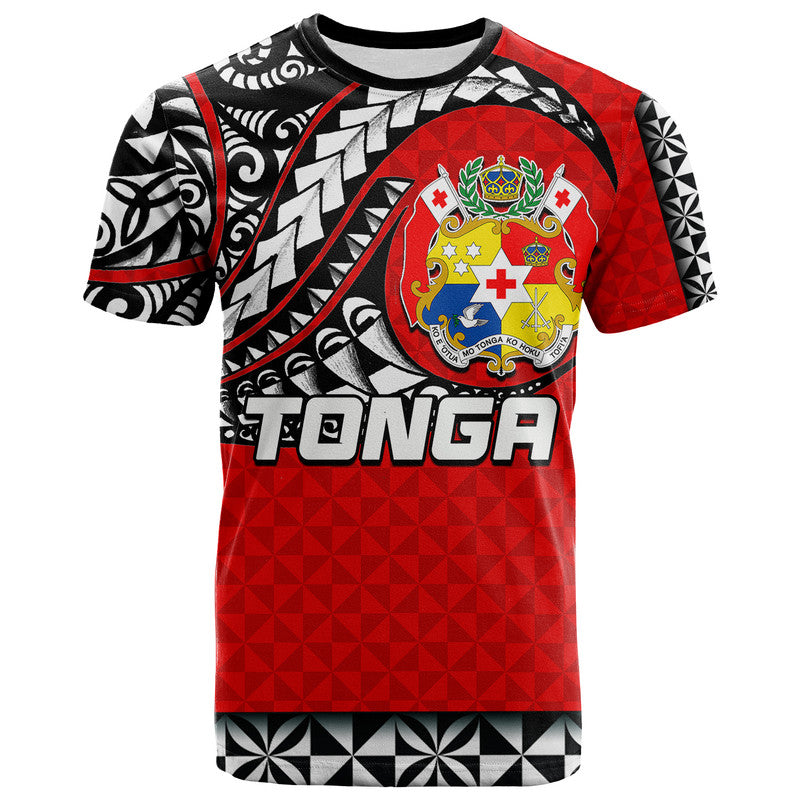 Custom Tonga T Shirt Polynesian Tattoo LT6 Red - Polynesian Pride