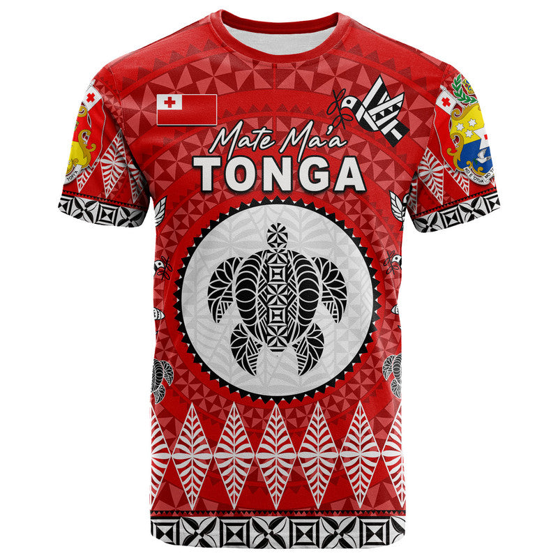 Custom Mate Maa Tonga Ngatu Fonu Rugby T Shirt LT6 Red - Polynesian Pride