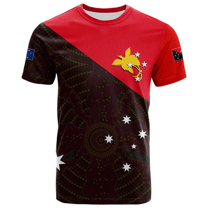 Custom Papua New Guinea and Australia T Shirt LT6 Red - Polynesian Pride