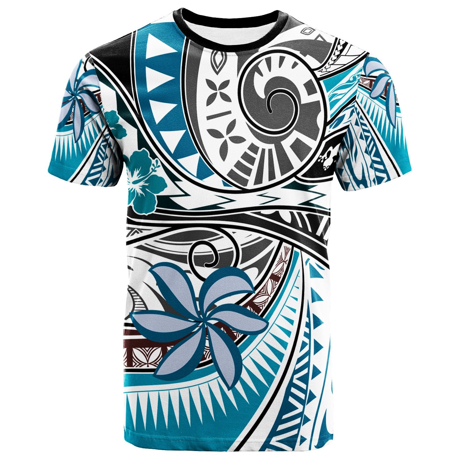 Polynesian T Shirt Flower And Flow Unisex BLUE - Polynesian Pride