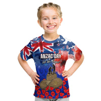 New Zealand ANZAC Day T Shirt Grunge Aotearoa Flag and Red Poppy LT9 - Polynesian Pride