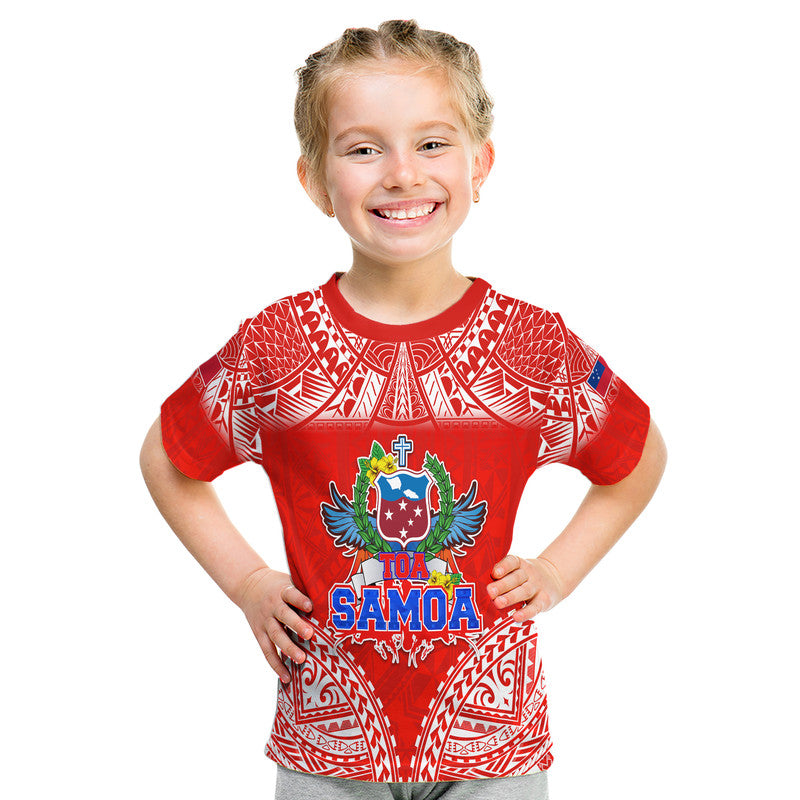 Custom Toa Samoa Polynesian Rugby T Shirt Samoan Flag Red Color LT9 - Polynesian Pride