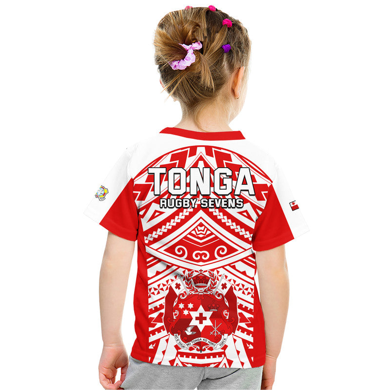 Tonga Rugby Sevens Kid T Shirt Coat of Arms Tribal Polynesian Pattern LT9 - Polynesian Pride