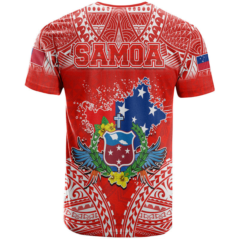 Toa Samoa Polynesian Rugby T Shirt Samoan Flag Red Color LT9 - Polynesian Pride