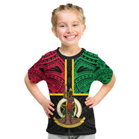 Vanuatu Kid T Shirt Tribal Vanuatu Coat Of Arms Flag Style LT9 - Polynesian Pride
