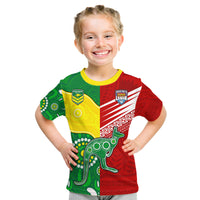 Australia Kangaroos and Mate Maa Tonga Kid T Shirt No2 LT9 Youth XL Size14 - Polynesian Pride