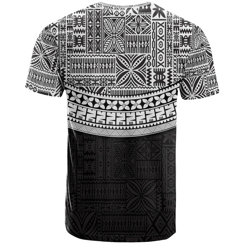Fiji Tribal Black T Shirt Polynesian Chest White Style LT9 - Polynesian Pride
