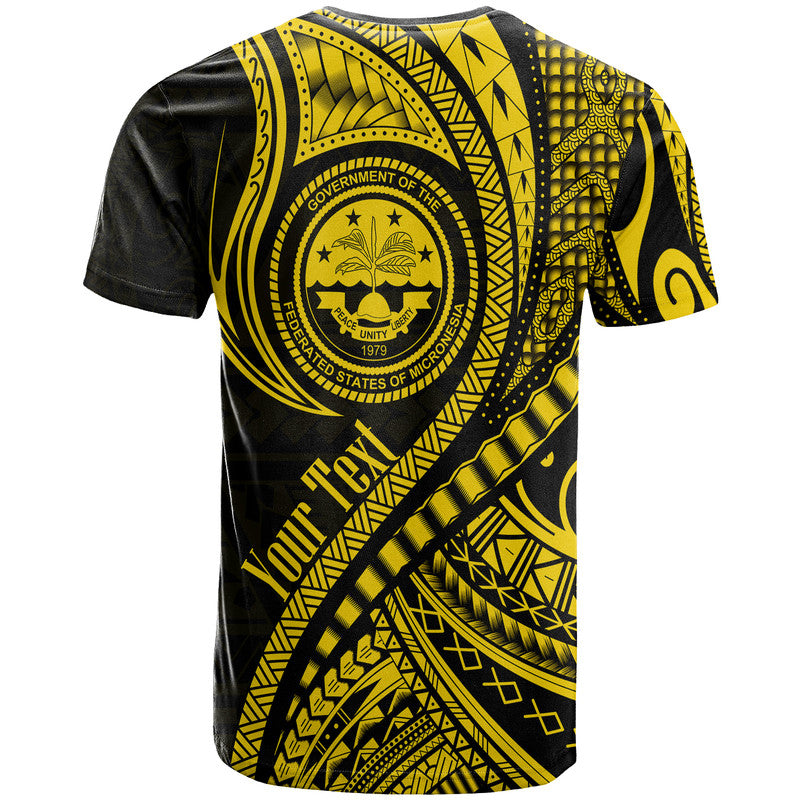 Custom Federated States of Micronesia Independence Day T Shirt Gold Polynesian Wave Style LT9 - Polynesian Pride