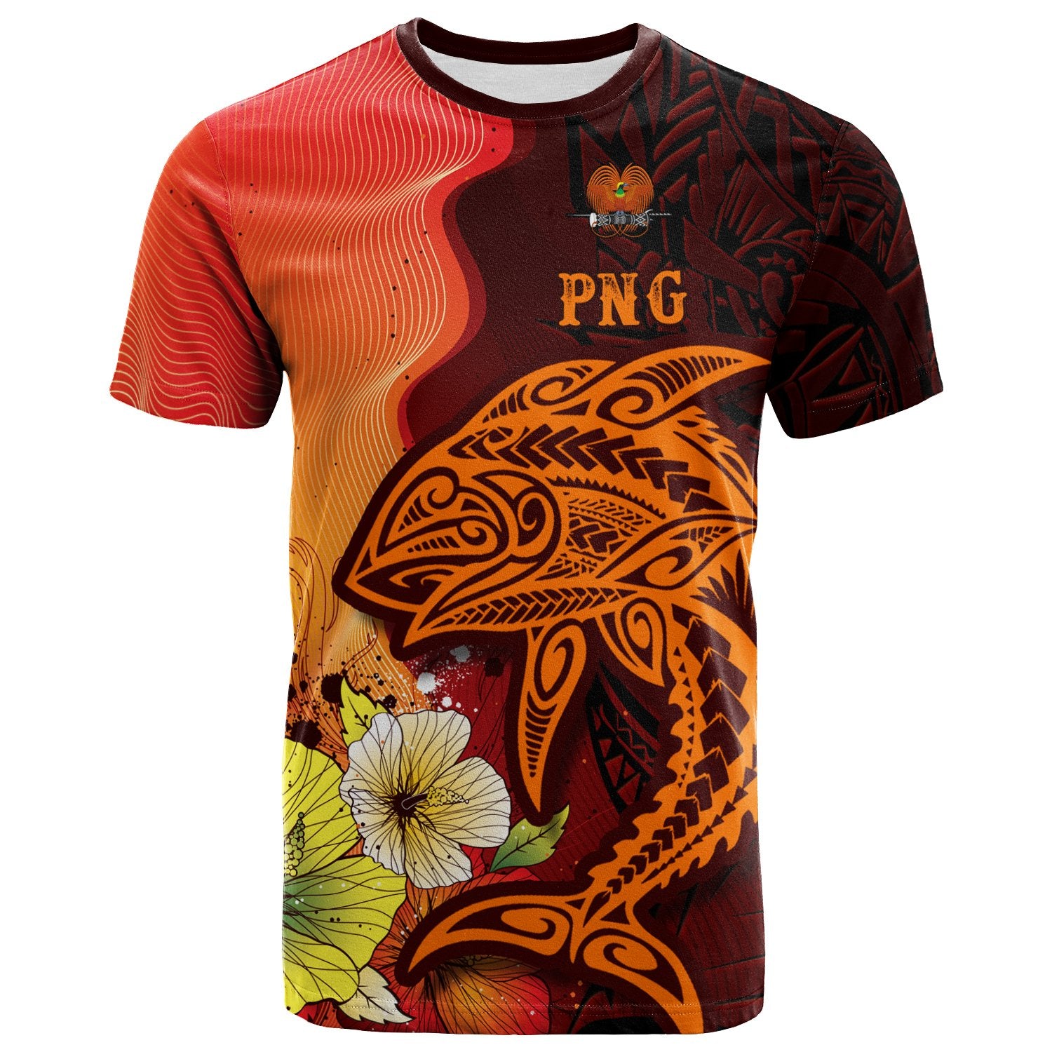 Papua New Guinea T Shirt Tribal Tuna Fish Unisex Orange - Polynesian Pride