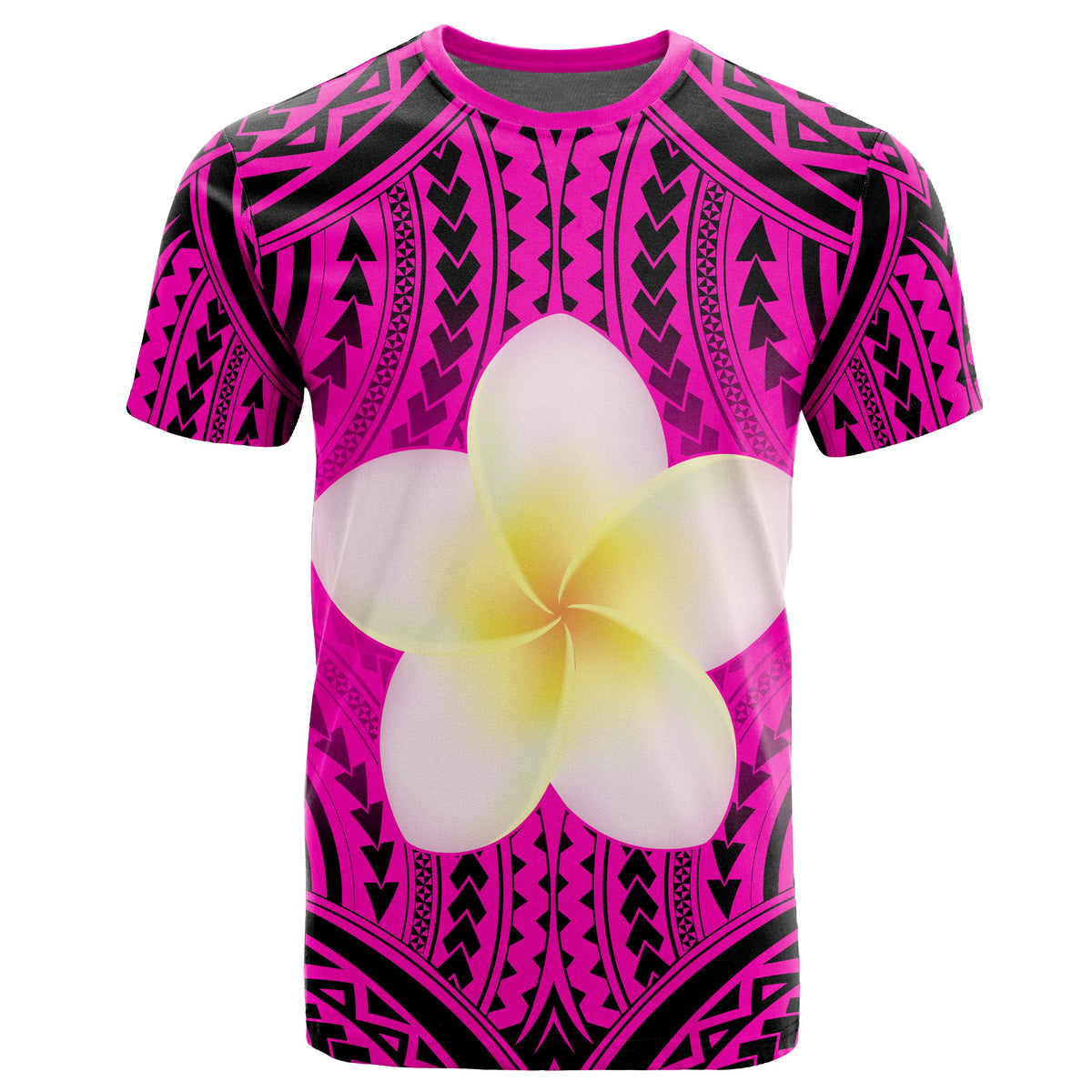 Hawaii Map T Shirt Tribal Polynesian Plumeria T Shirt Eruption Style - Polynesian Pride