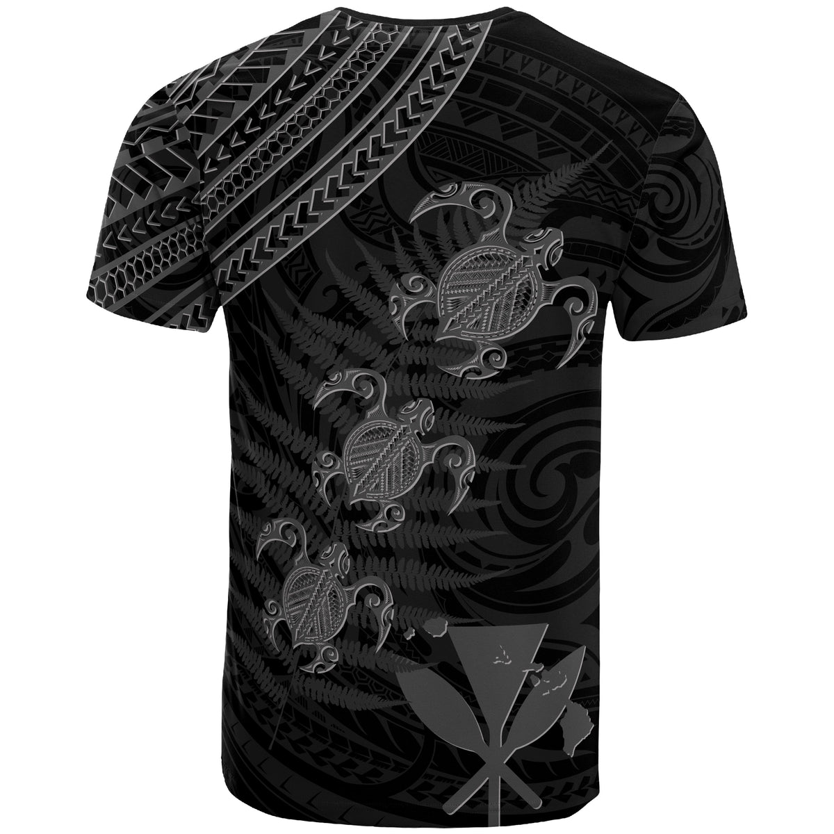 Hawaii Kanaka Turtle Fern Leaves Polynesian T Shirt Quini Style - Polynesian Pride