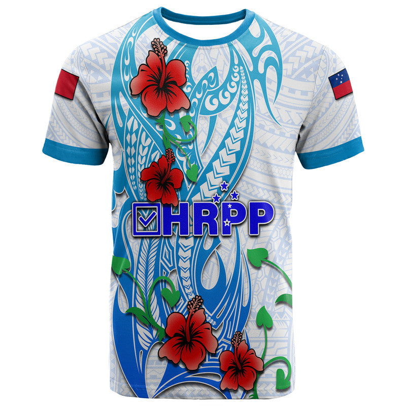 Custom Special Samoa HRPP Party T Shirt Tribal Samoan Hibiscus Design LT9 Blue - Polynesian Pride