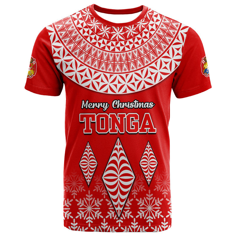 Tonga Kupesi Ngatu Merry Christmas T-Shirt - Custom Personalised LT9 Red - Polynesian Pride