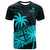 Custom Fiji Rugby Sevens T Shirt Tapa Palm Tree and Fijian Coat of Arms LT9 Blue - Polynesian Pride