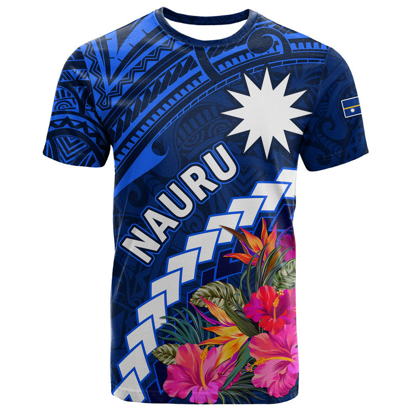 Custom Nauru Independence Day T Shirt Polynesian Tropical LT9 Blue - Polynesian Pride