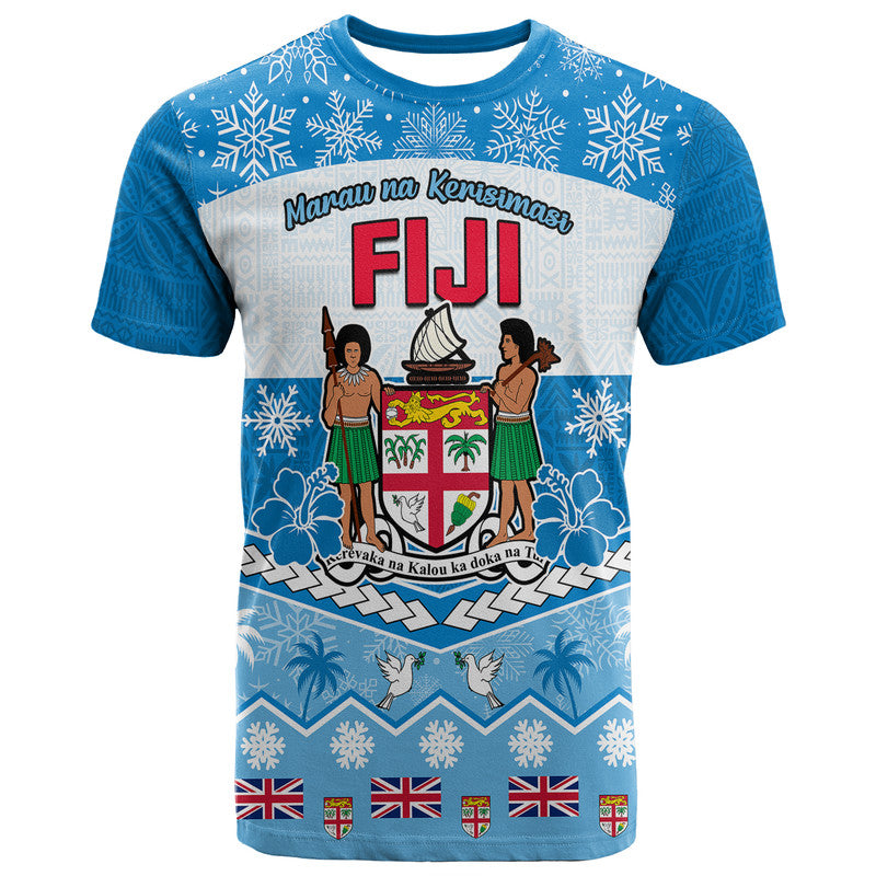 Fiji Masi Tapa Christmas Vibe T Shirt LT9 Blue - Polynesian Pride