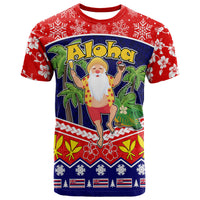 Hawaii Santa Kalikimaka Palm and Hibiscus Christmas Vibe T Shirt LT9 Red - Polynesian Pride