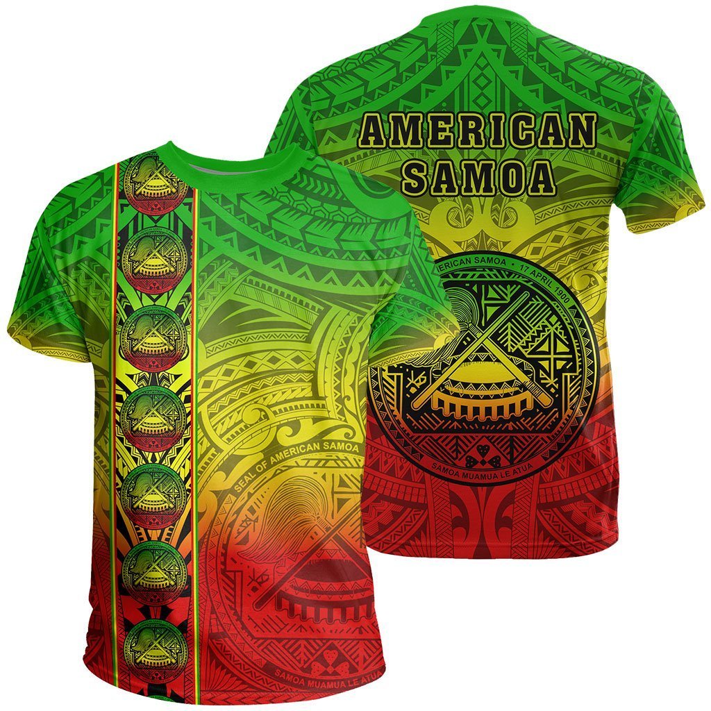 American Samoa T Shirt Rasta Life Style Unisex Green - Polynesian Pride