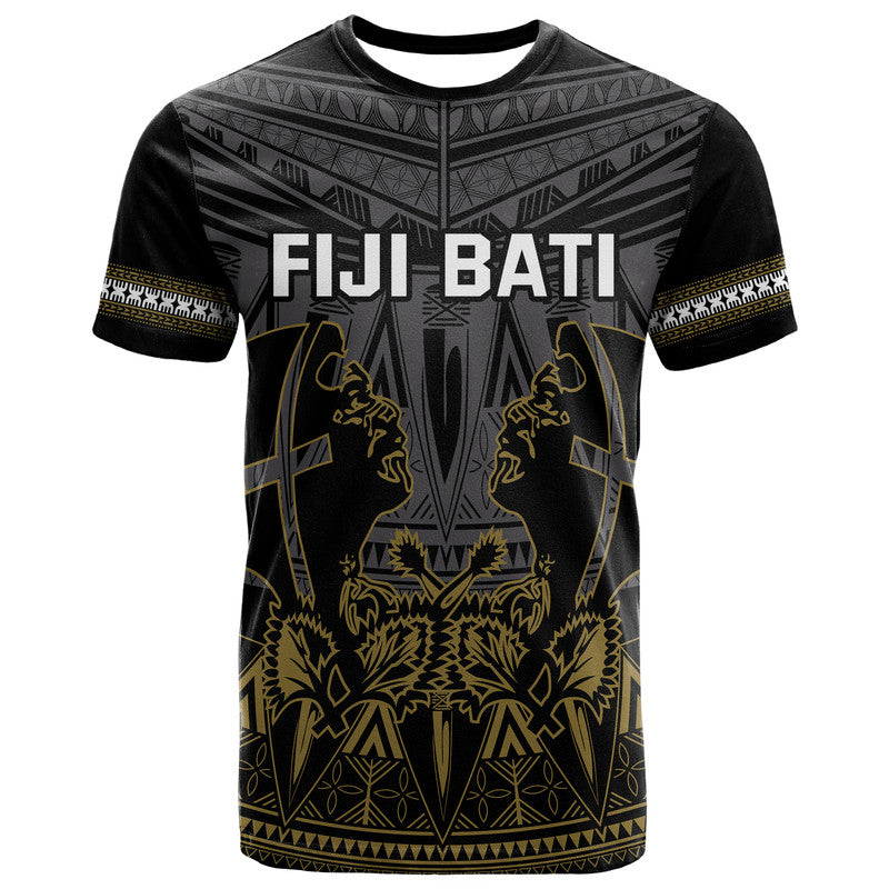 (Custom Personalised) Fiji Rugby Bati T Shirt Fijian Coat Of Arms Tapa Pattern LT9 Unisex Black - Polynesian Pride