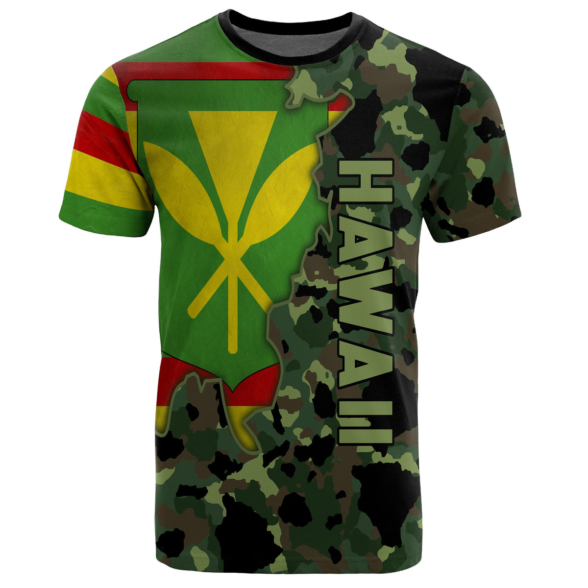 Kanaka Flag Camo Pattern T shirt Chad Style AH - Polynesian Pride