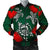 Hawaii Lehua Flowers Turtle Poly Bomber Jacket - Ser Style - AH Green Unisex - Polynesian Pride