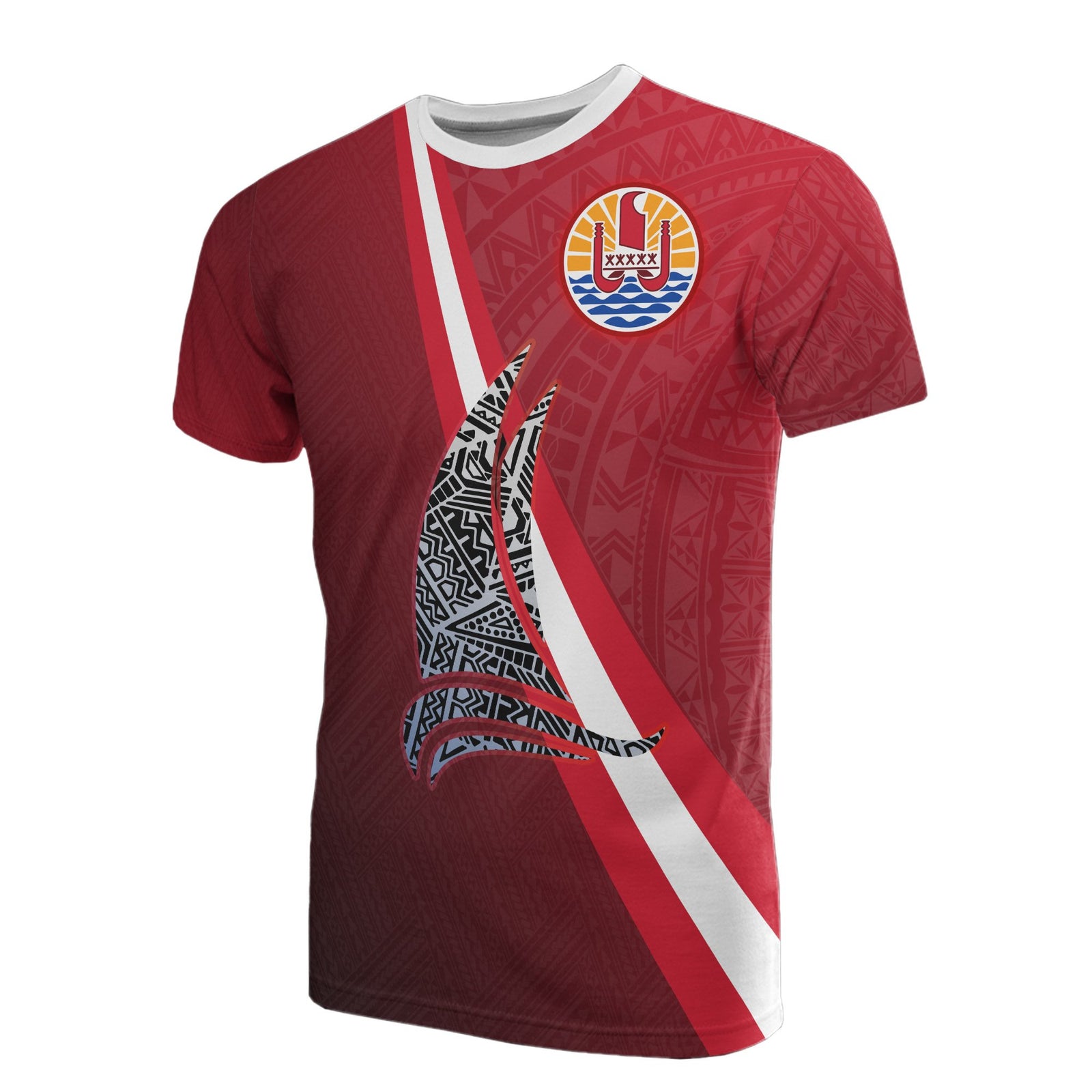 Tahiti T Shirt Tahiti Flag Sailing Style Unisex Red - Polynesian Pride
