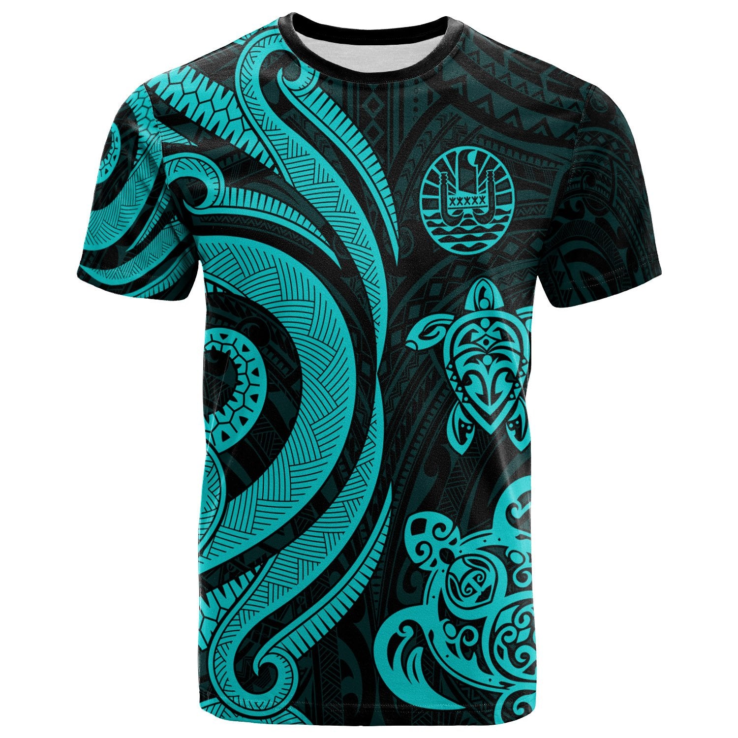 Tahiti Polynesian T Shirt Turquoise Tentacle Turtle Unisex Turquoise - Polynesian Pride