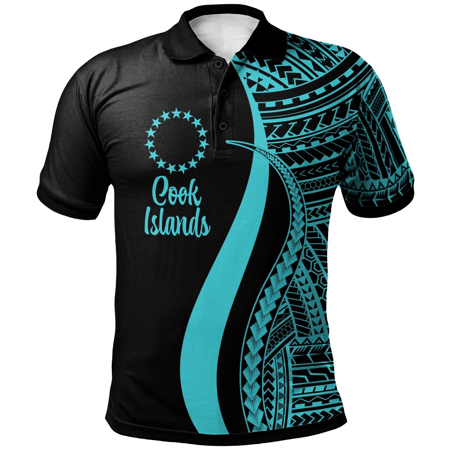 Cook Islands Polo Shirt Turquoise Polynesian Tentacle Tribal Pattern Unisex Turquoise - Polynesian Pride