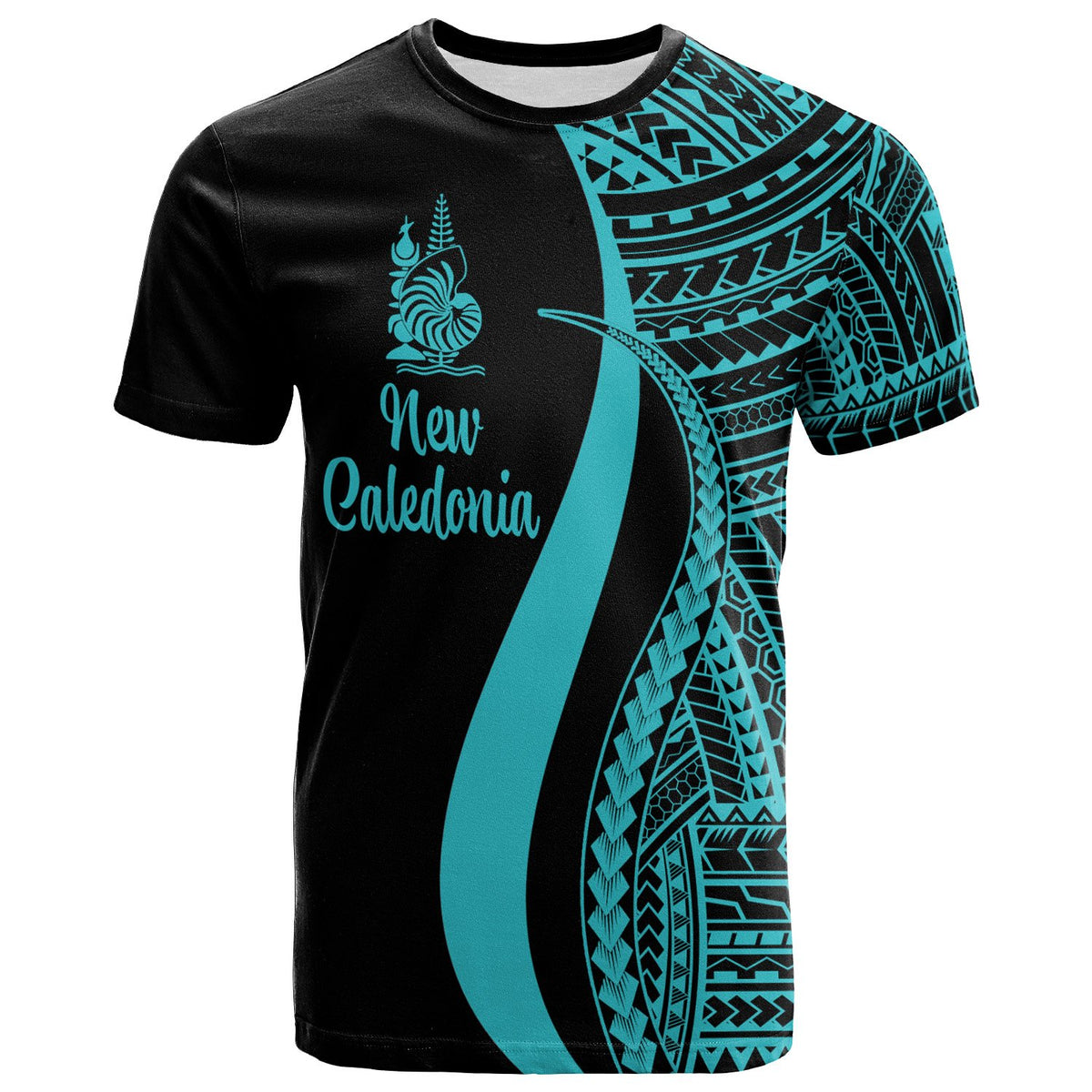 New Caledonia T Shirt Turquoise Polynesian Tentacle Tribal Pattern Unisex Turquoise - Polynesian Pride