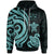 Fiji Polynesian Hoodie Turquoise Tentacle Turtle Crest Unisex Turquoise - Polynesian Pride