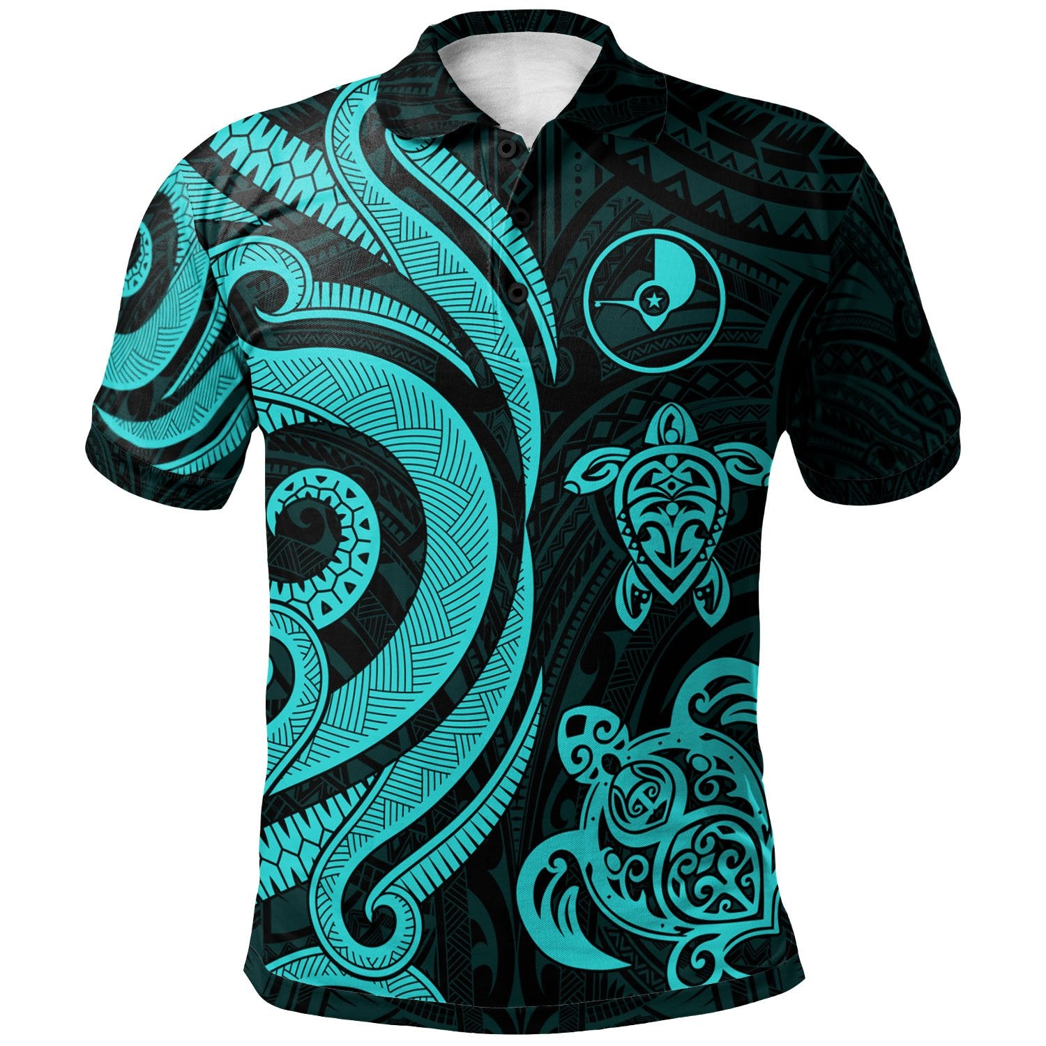 Yap Polynesian Polo Shirt Turquoise Tentacle Turtle Unisex Turquoise - Polynesian Pride