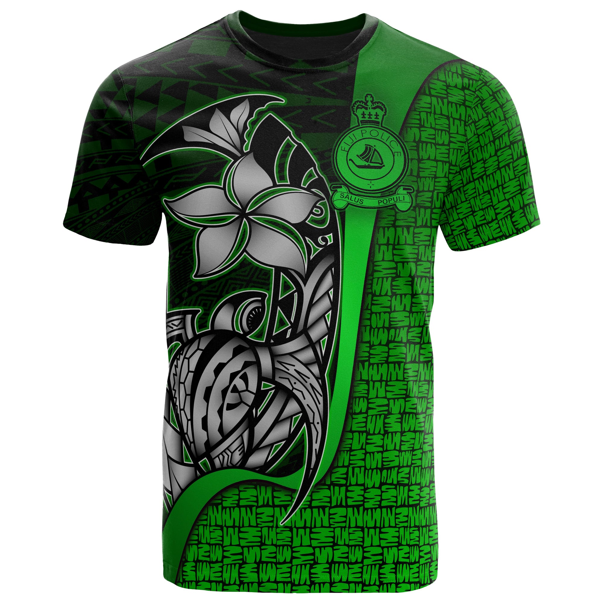 Fiji Polynesian T Shirt Green Turtle with Hook Unisex Green - Polynesian Pride