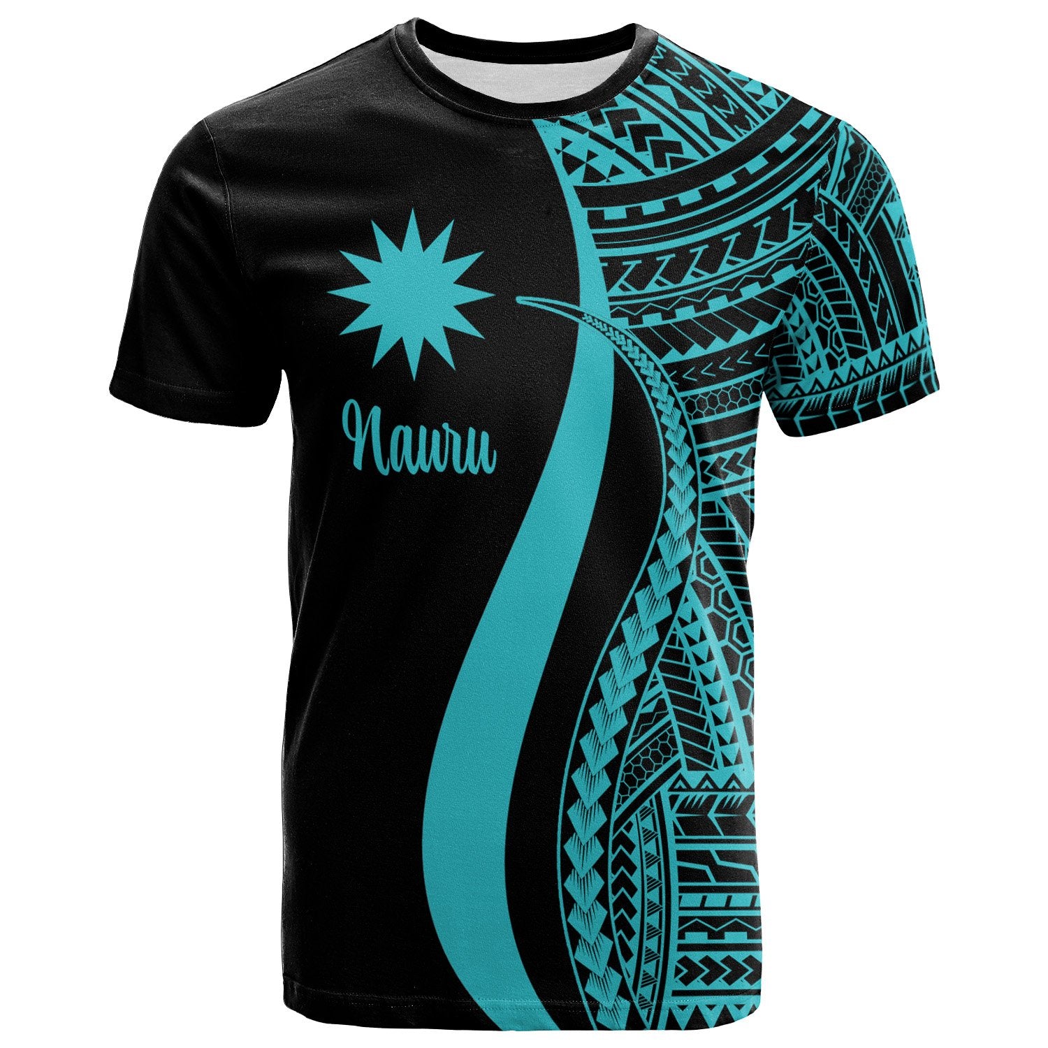 Nauru T Shirt Turquoise Polynesian Tentacle Tribal Pattern Unisex Turquoise - Polynesian Pride