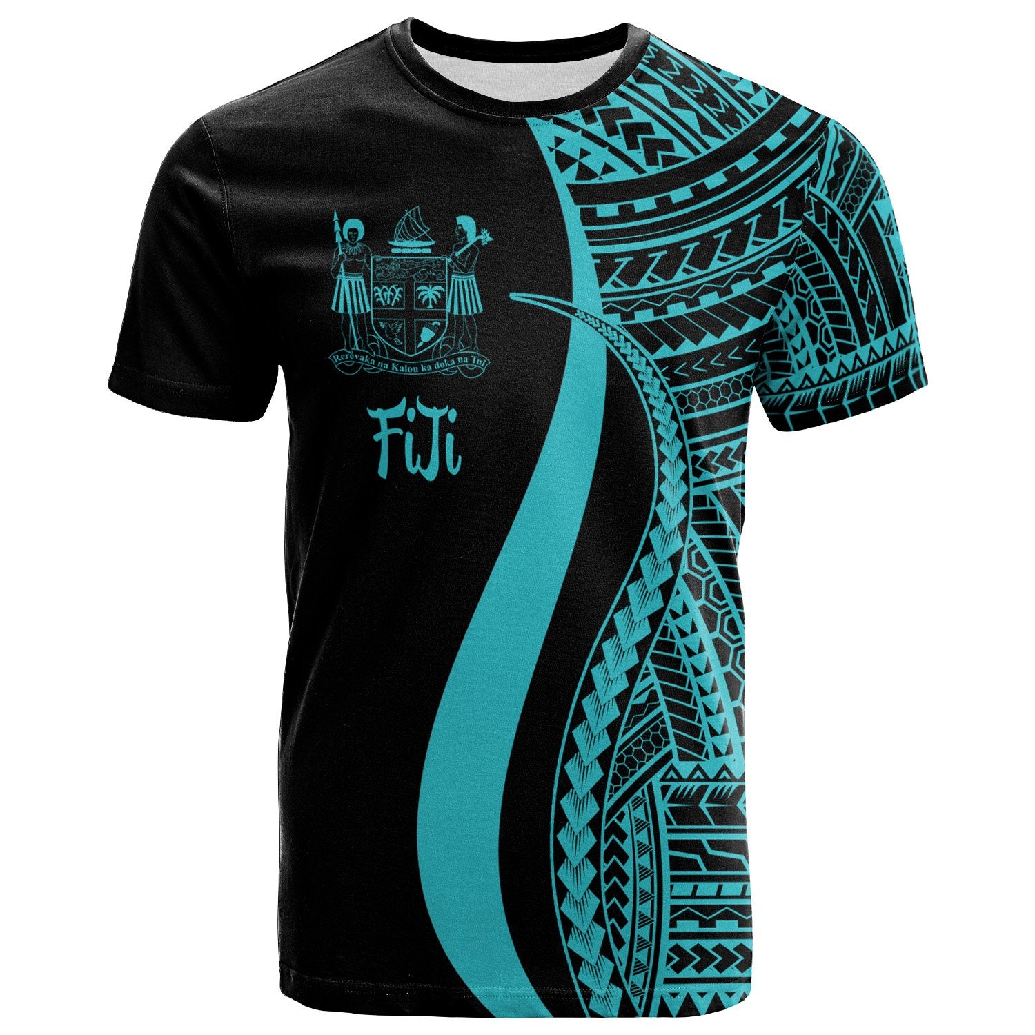 Fiji T Shirt Turquoise Polynesian Tentacle Tribal Pattern Crest Unisex Turquoise - Polynesian Pride