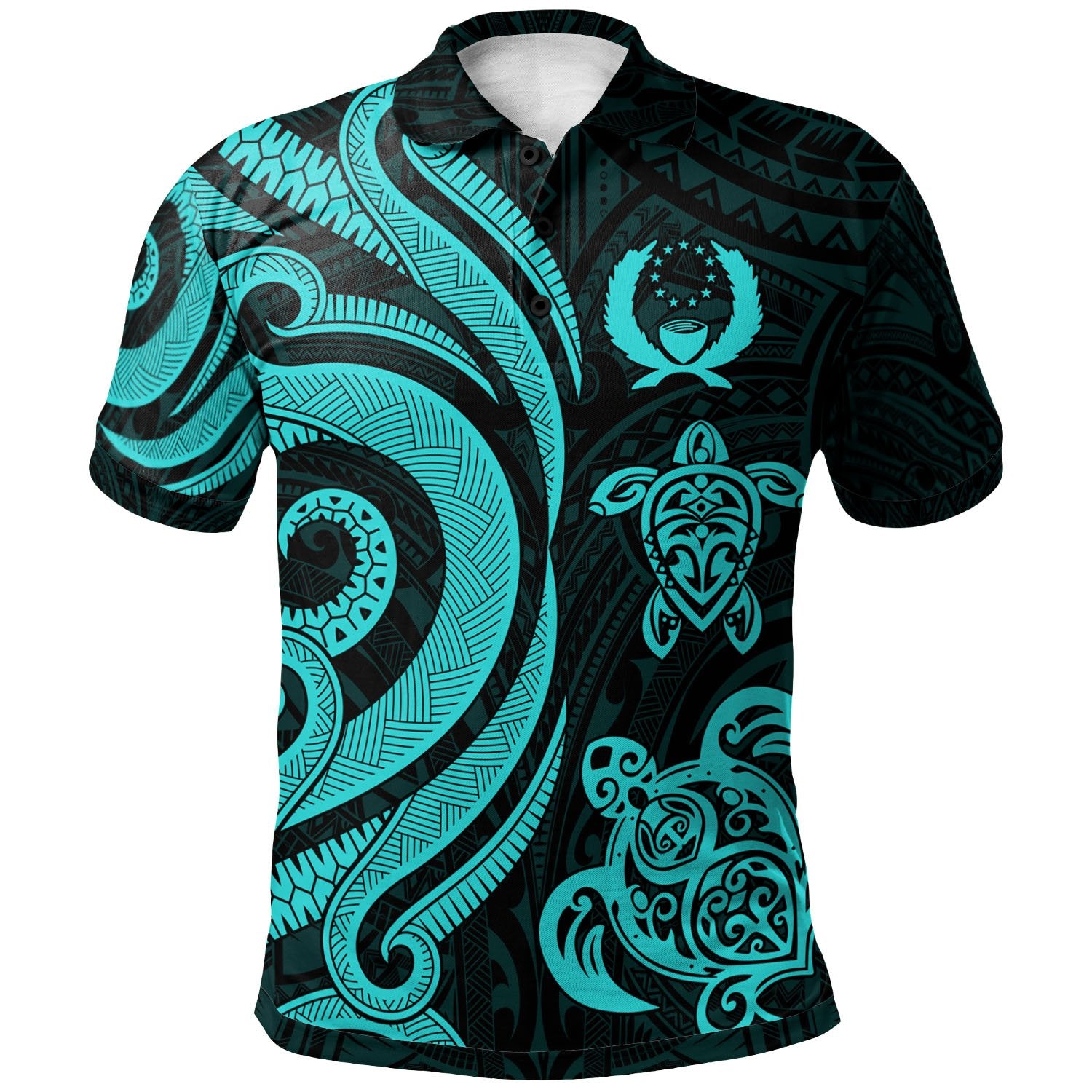 Pohnpei Polynesian Polo Shirt Turquoise Tentacle Turtle Unisex Turquoise - Polynesian Pride