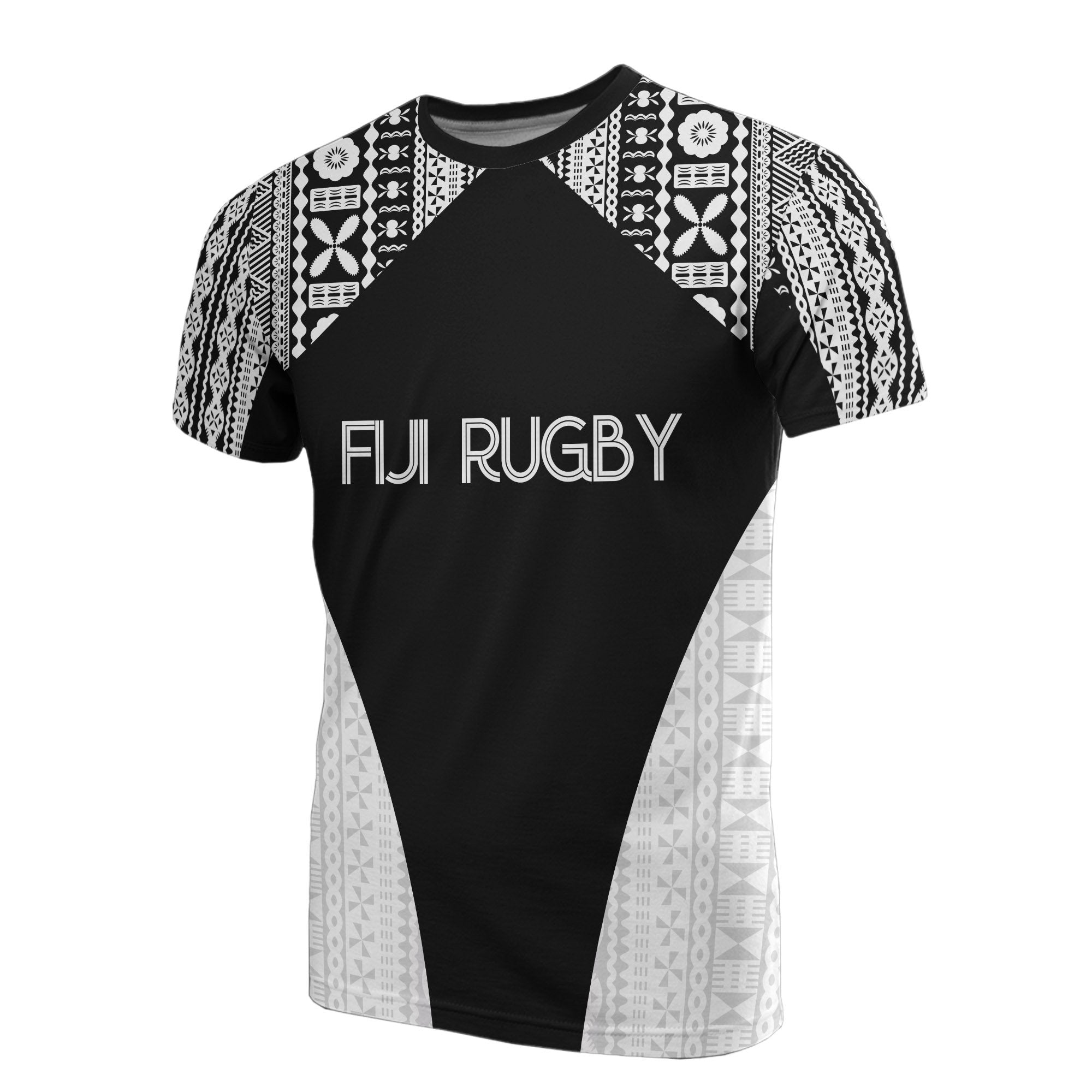 Fiji T Shirt Rugby Palm Symbol Unisex Black - Polynesian Pride