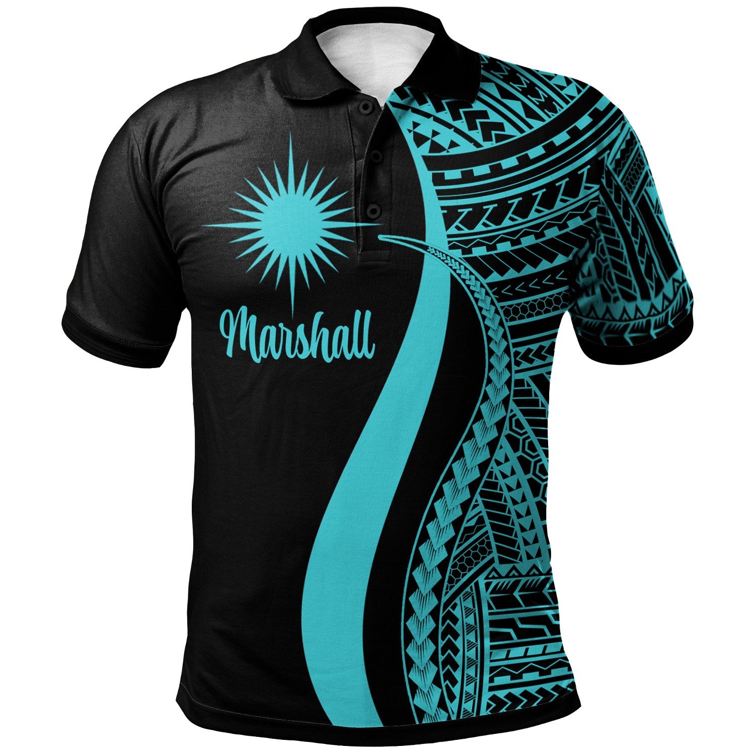 Marshall Islands Polo Shirt Turquoise Polynesian Tentacle Tribal Pattern Unisex Turquoise - Polynesian Pride