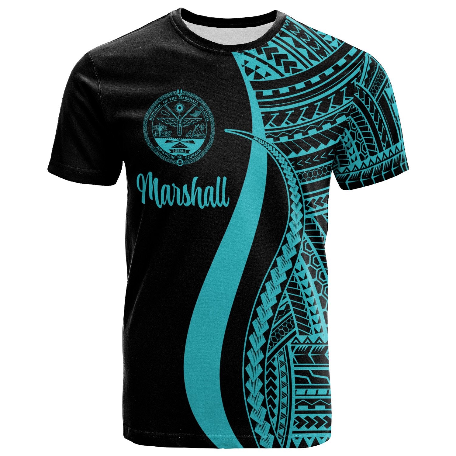 Marshall Islands T Shirt Turquoise Polynesian Tentacle Tribal Pattern Crest Unisex Turquoise - Polynesian Pride