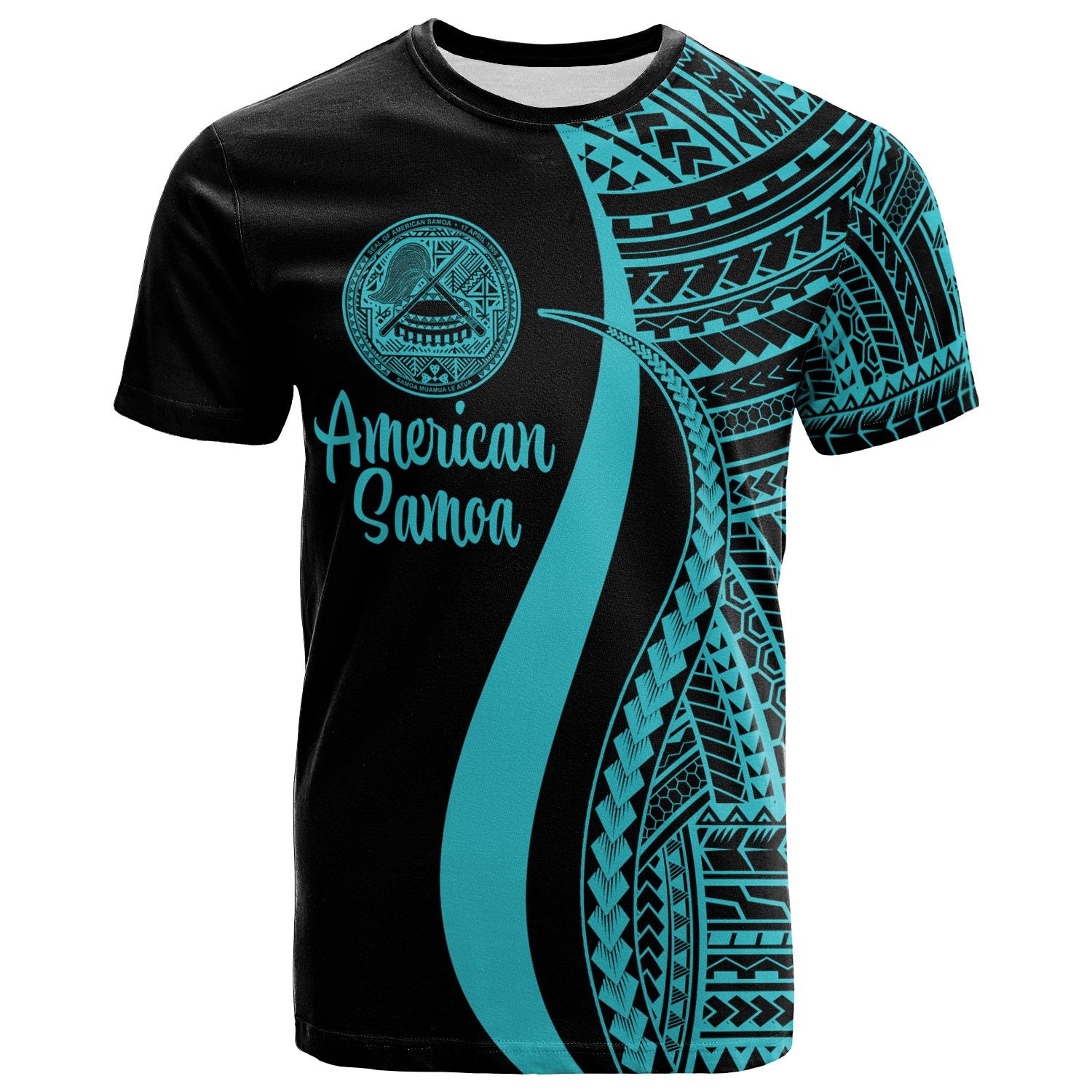 American Samoa T Shirt Turquoise Polynesian Tentacle Tribal Pattern Unisex TURQUOISE - Polynesian Pride