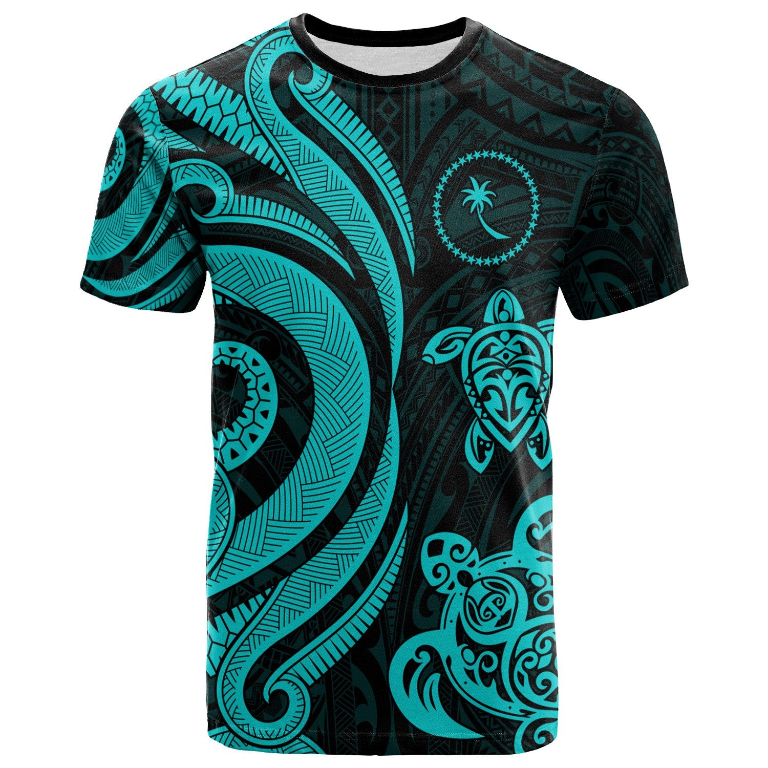 Chuuk Polynesian T Shirt Turquoise Tentacle Turtle Unisex Turquoise - Polynesian Pride