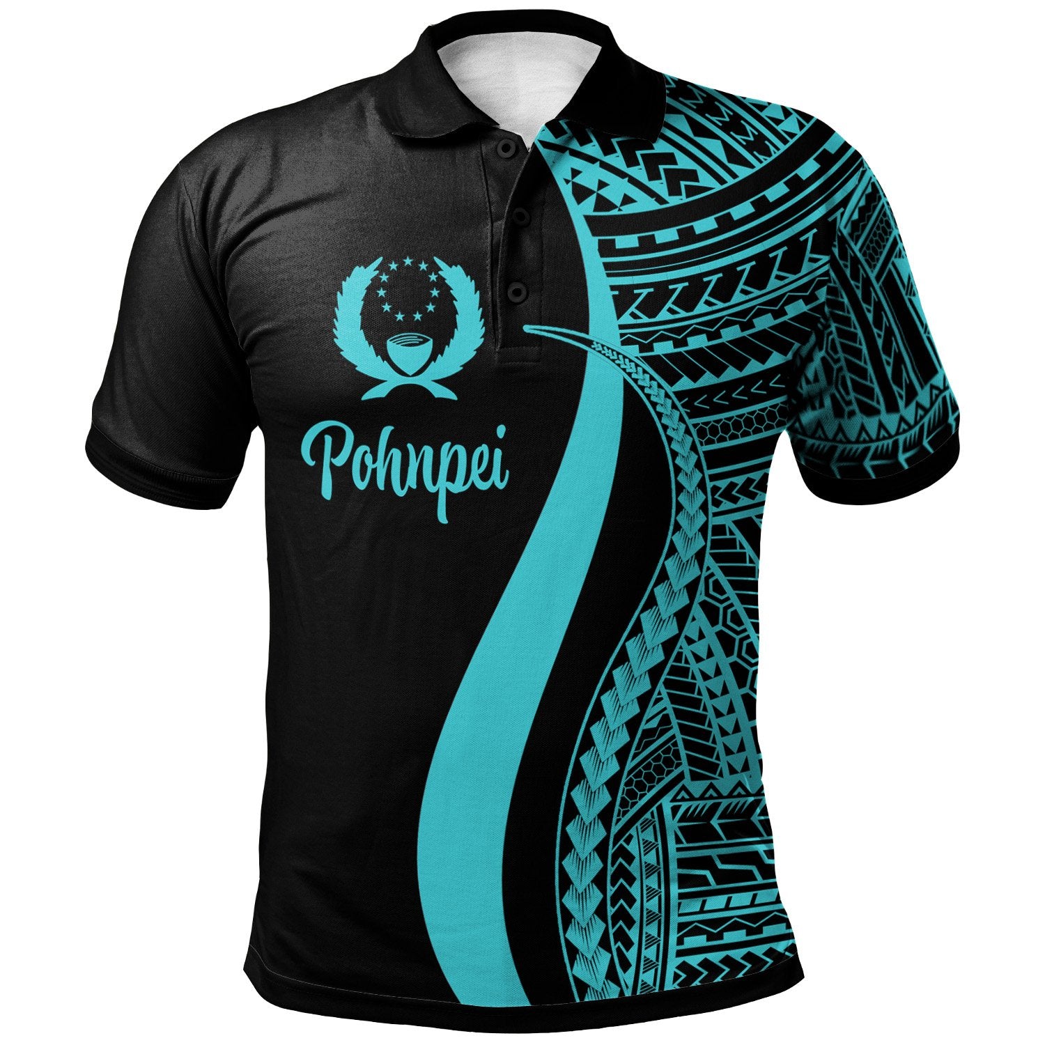 Pohnpei Polo Shirt Turquoise Polynesian Tentacle Tribal Pattern Unisex Turquoise - Polynesian Pride