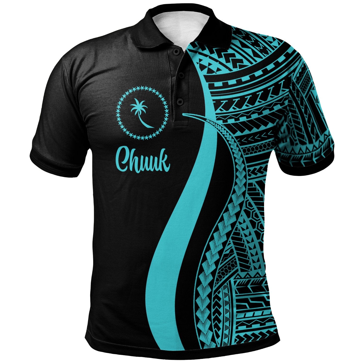 Chuuk Polo Shirt Turquoise Polynesian Tentacle Tribal Pattern Unisex Turquoise - Polynesian Pride