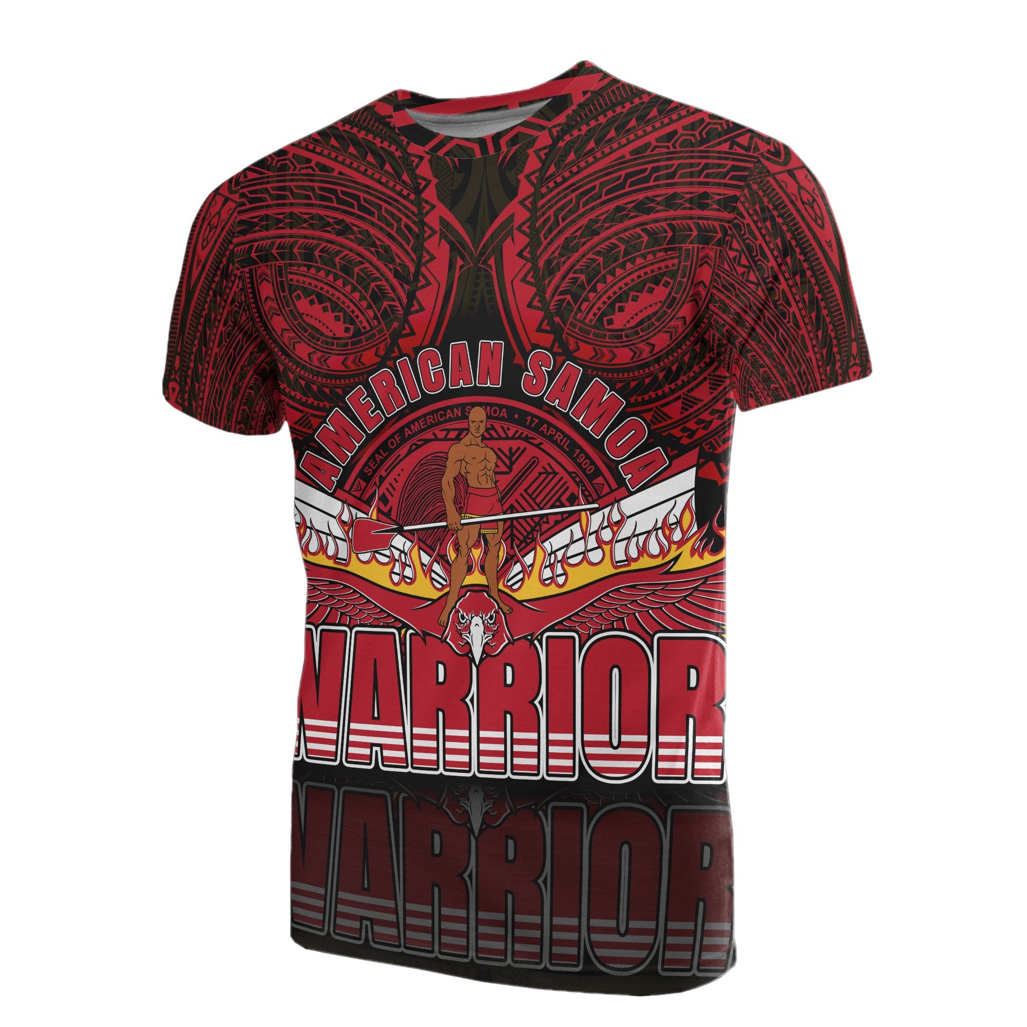 American Samoa T Shirt Polynesian Patterns Warrior Unisex Red - Polynesian Pride