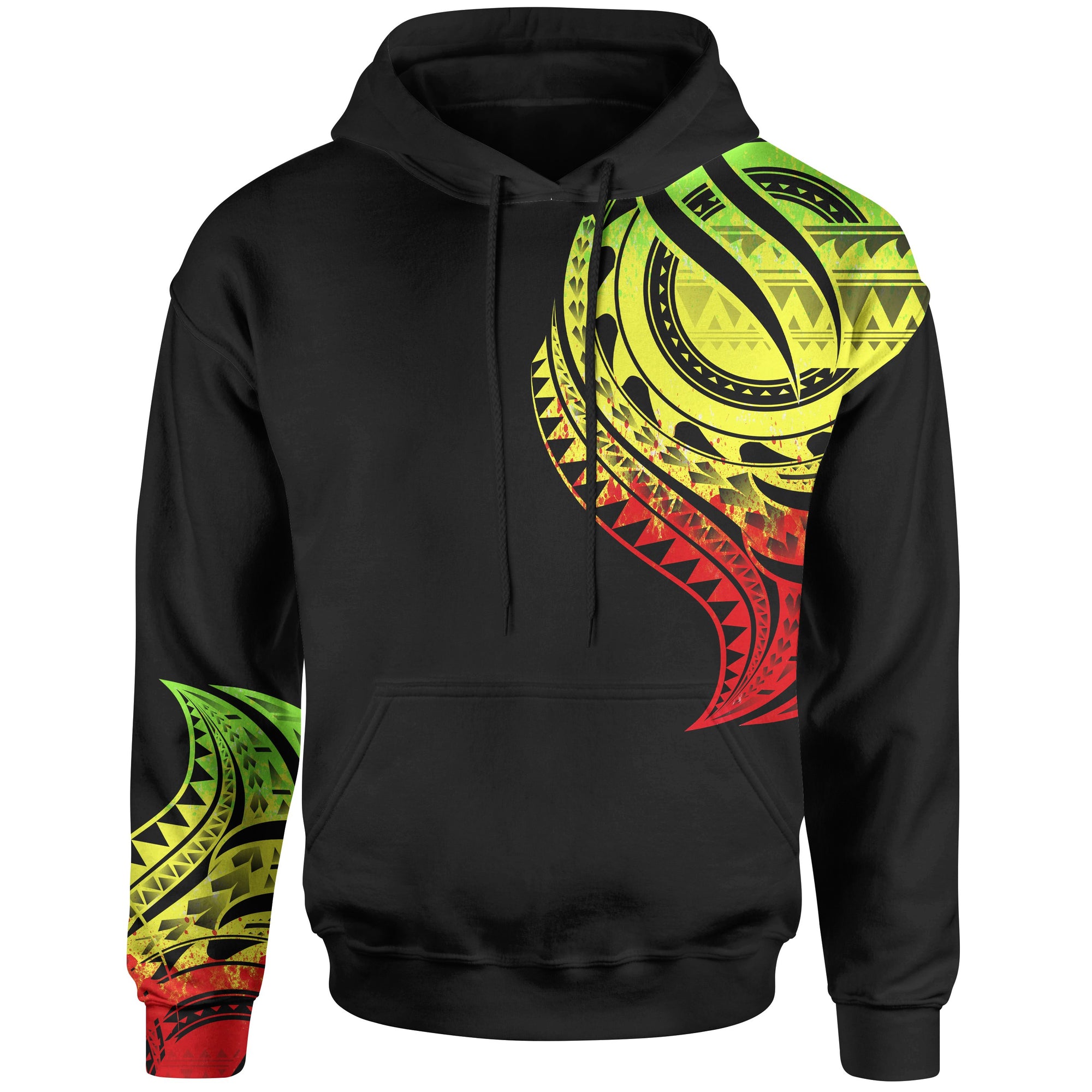 Kosrae State Hoodie Kosrae State Tatau Reggae Patterns With Coat ofrms Unisex Black - Polynesian Pride