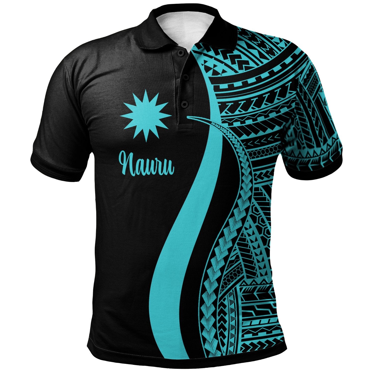 Nauru Polo Shirt Turquoise Polynesian Tentacle Tribal Pattern Unisex Turquoise - Polynesian Pride